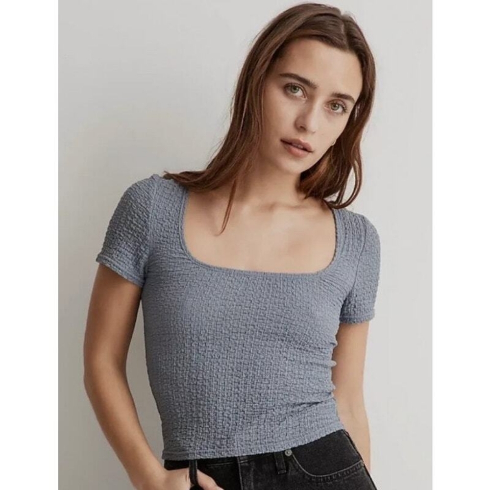 Madewell Blue Popcorn Top